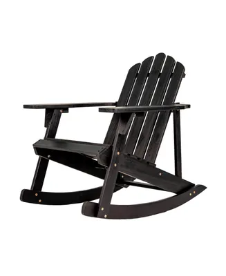 Jonathan Y Kiawah Outdoor Patio Classic Acacia Wood Adirondack Rocking Chair, Gray