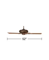 52" Trilogy Rustic Farmhouse Low Profile Indoor Ceiling Fan Oil Rubbed Bronze Brown Reversible Walnut Cherry Blades for House Bedroom Family Living Ro