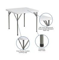 Emma+Oliver 2.85-Foot Square Plastic Folding Table