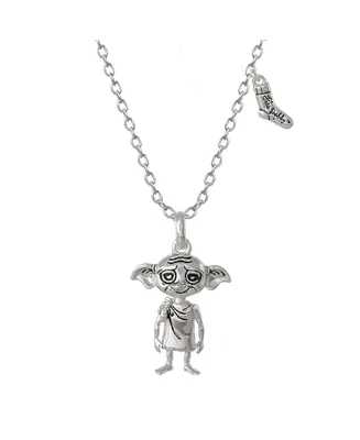 Harry Potter Dobby House Elf and Sock Silver Plated Necklace, 18"