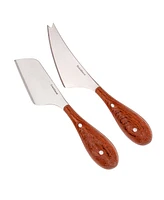 Bamboo 3 Piece Two-Tone Board with Handle and Aaron Probyn Cheese Knives Set