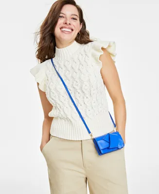 On 34th Women's Flutter-Sleeve Cable-Knit Sweater, Created for Macy's