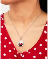 Disney Minnie Mouse Stainless Steel Crystal Heart Necklace, Officially Licensed