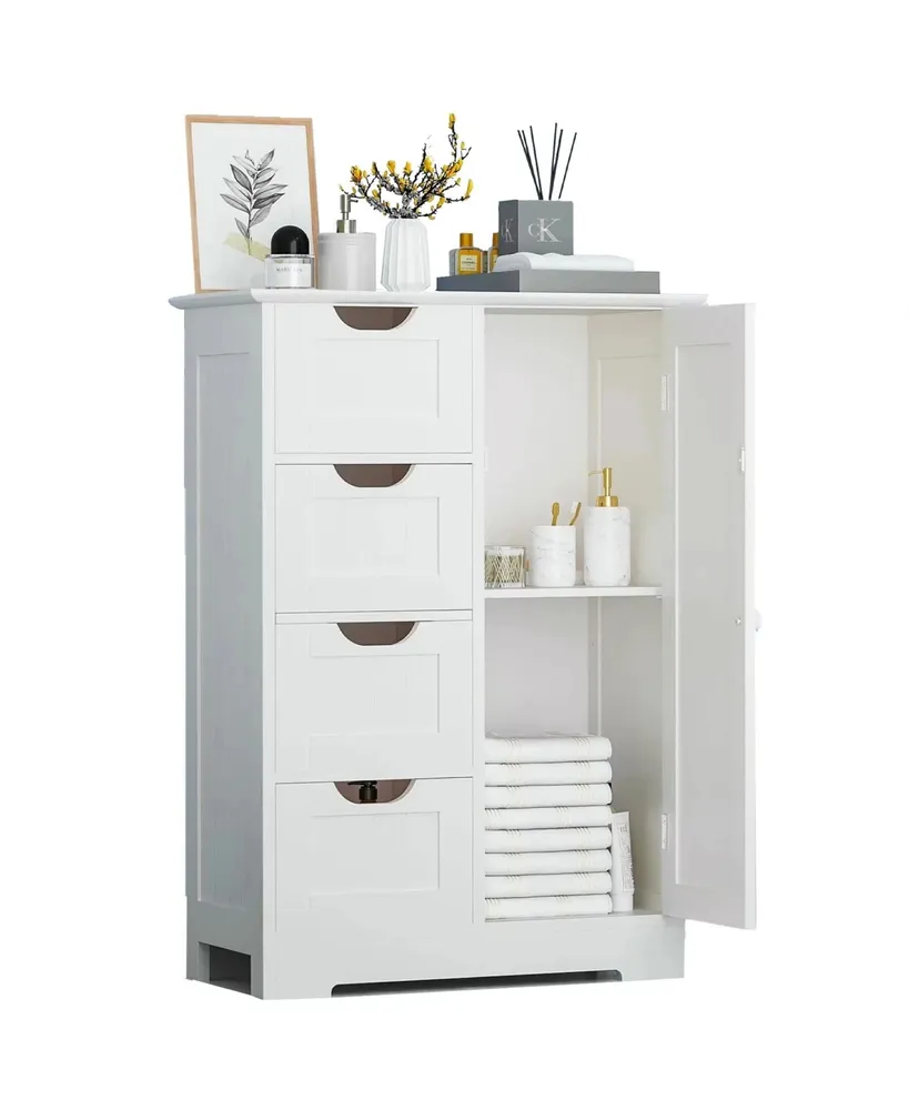 Sugift 4 Drawers Bathroom Storage Cabinet, White