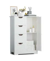 Sugift 4 Drawers Bathroom Storage Cabinet, White