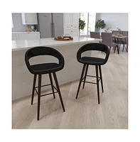 Plath Wood Ultramodern Bar Counter Stool With Upholstered Seat