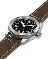 Hamilton Women's Swiss Automatic Khaki Field Expedition Green Leather Strap Watch 37mm