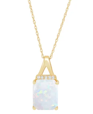 Opal (1-3/4 ct. t.w.) & Diamond (1/20 ct. t.w.) 18" Pendant Necklace in 14k Gold