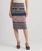 Lauren Ralph Lauren Women's Geo-Motif Linen-Cotton Pencil Skirt