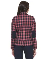 Tommy Hilfiger Women's Plaid-Print Elbow-Patch Blazer