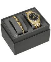 Bulova Men's Classic Crystal Gold-Tone Stainless Steel Bracelet Watch Box Set 43mm
