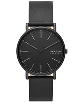 Skagen Men's Signatur Three Hand Black Leather Watch 40mm