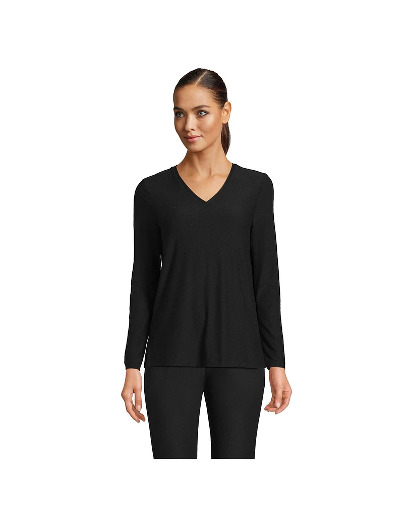 Lands' End Women's Long Sleeve Performance V-Neck Top