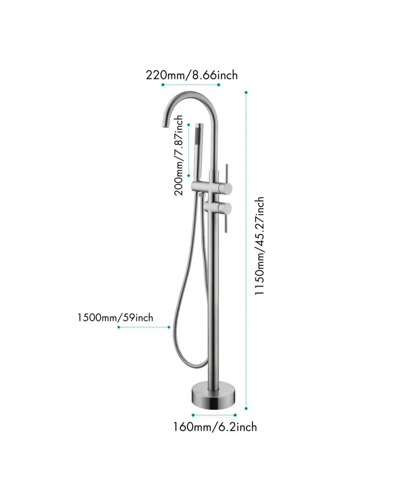 Simplie Fun Brushed Nickel Freestanding Tub Filler with Handheld Shower