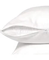 Micropuff Hypoallergenic Microfiber Pillow Protector with Zipper– White (2 Pack