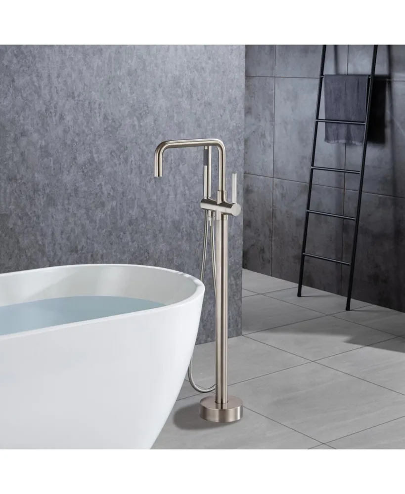 Simplie Fun Matte Brass Freestanding Tub Filler with Handheld Shower