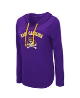 Women's Colosseum Purple Ecu Pirates My Lover Lightweight Hooded Long Sleeve T-shirt