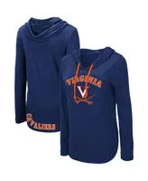 Women's Colosseum Navy Virginia Cavaliers My Lover Lightweight Hooded Long Sleeve T-shirt