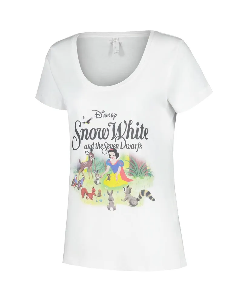 Women's Mad Engine White Snow and the Seven Dwarfs Forest Friends Scoop Neck T-shirt