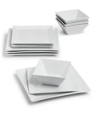 The Cellar Whiteware Marc 12 Pc. Square Dinnerware Set, Service for 4, Exclusively at Macy's