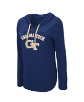 Women's Colosseum Navy Georgia Tech Yellow Jackets My Lover Lightweight Hooded Long Sleeve T-shirt