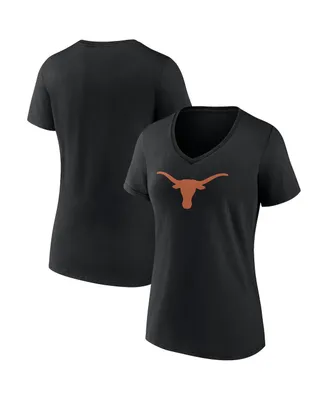 Women's Fanatics Black Texas Longhorns Evergreen Logo V-Neck T-shirt