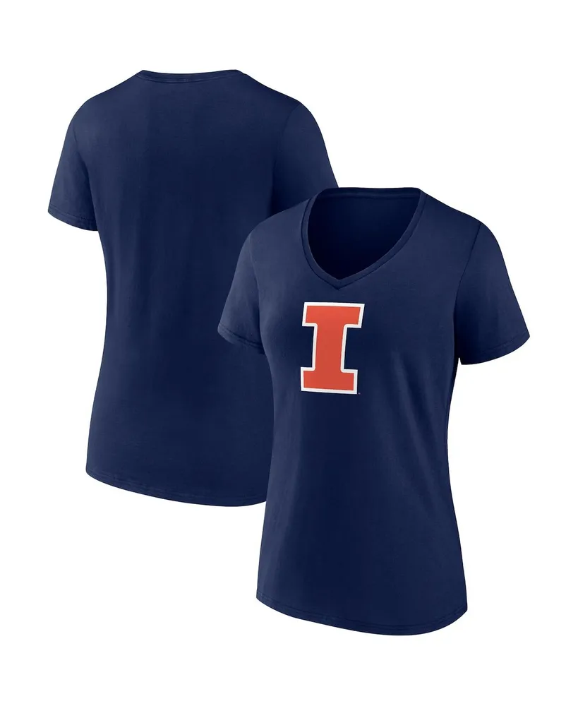 Women's Fanatics Navy Illinois Fighting Illini Evergreen Logo V-Neck T-shirt