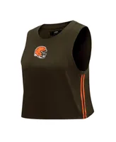 Women's Pro Standard Brown Cleveland Browns Ombre Wordmark Classic Cropped Tank Top