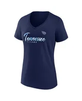 Women's Fanatics Navy Tennessee Titans Shine Time V-Neck T-shirt
