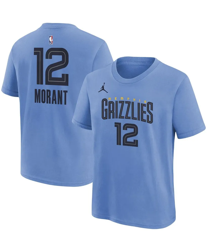 Big Boys Jordan Ja Morant Light Blue Memphis Grizzlies Statement Edition Name and Number Player T-shirt