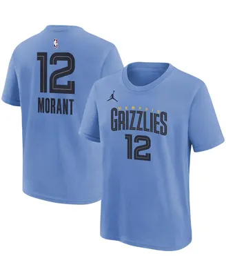 Big Boys Jordan Ja Morant Light Blue Memphis Grizzlies Statement Edition Name and Number Player T-shirt