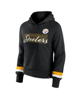 Women's Fanatics Black Pittsburgh Steelers Over Under Pullover Hoodie