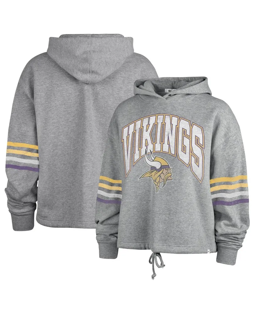 Women's '47 Brand Heather Gray Distressed Minnesota Vikings Upland Bennett Pullover Hoodie