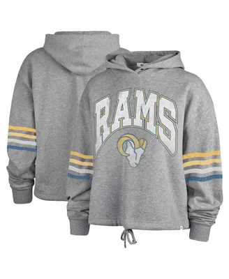 Women's '47 Brand Heather Gray Distressed Los Angeles Rams Upland Bennett Pullover Hoodie