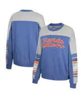 Women's Colosseum Royal, Heather Gray Florida Gators Baby Talk Pullover Sweatshirt