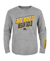 Big Boys Heather Gray Iowa Hawkeyes 2-Hit For My Team Long Sleeve T-shirt