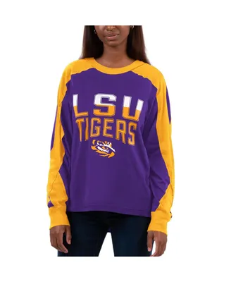 Women's G-iii 4Her by Carl Banks Purple, Gold Lsu Tigers Smash Oversized Long Sleeve T-shirt