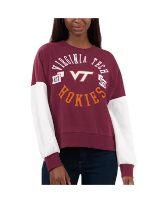Women's G-iii 4Her by Carl Banks Maroon, White Virginia Tech Hokies Team Pride Colorblock Pullover Sweatshirt