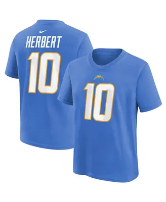 Big Boys Nike Justin Herbert Powder Blue Los Angeles Chargers Player Name and Number T-shirt