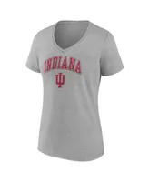 Women's Fanatics Heather Gray Indiana Hoosiers Evergreen Campus V-Neck T-shirt