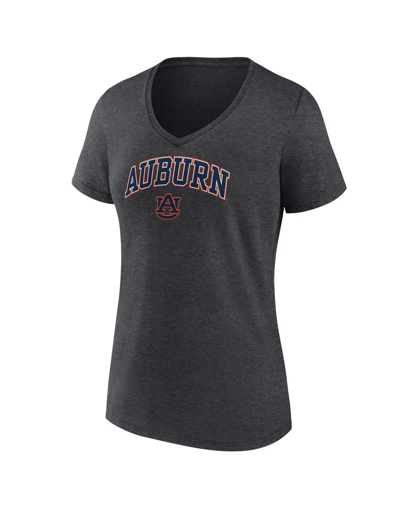 Women's Fanatics Heather Charcoal Auburn Tigers Evergreen Campus V-Neck T-shirt