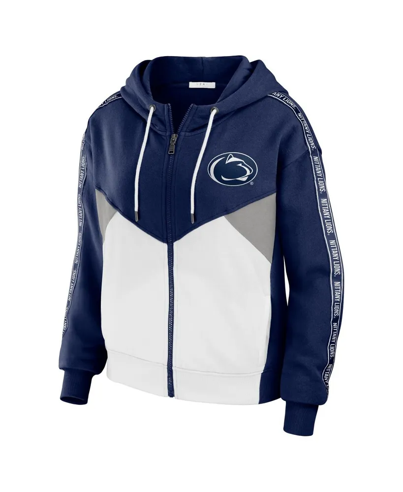 Women's Wear by Erin Andrews Navy Penn State Nittany Lions Colorblock Full-Zip Hoodie Jacket