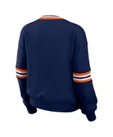 Women's Wear by Erin Andrews Navy Distressed Auburn Tigers Vintage-Like Pullover Sweatshirt