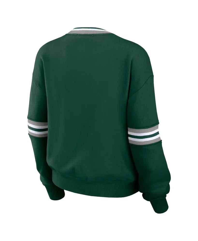 Women's Wear by Erin Andrews Forest Green Distressed Michigan State Spartans Vintage-Like Pullover Sweatshirt