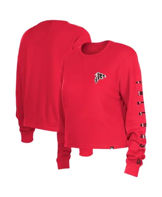 Women's New Era Red Atlanta Falcons Thermal Crop Long Sleeve T-shirt