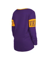 Women's New Era Purple Minnesota Vikings Lace-Up Notch Neck Long Sleeve T-shirt