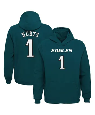 Big Boys Jalen Hurts Midnight Green Philadelphia Eagles Mainliner Player Name and Number Pullover Hoodie