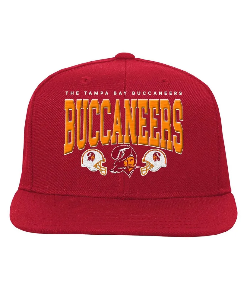 Youth Boys and Girls Mitchell & Ness Red Tampa Bay Buccaneers Champ Stack Flat Brim Snapback Hat