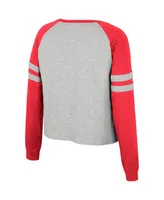 Women's Colosseum Heather Gray Ohio State Buckeyes I'm Gliding Here Raglan Long Sleeve Cropped T-shirt