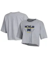 Women's Champion Heather Gray Michigan Wolverines Boyfriend Cropped T-shirt